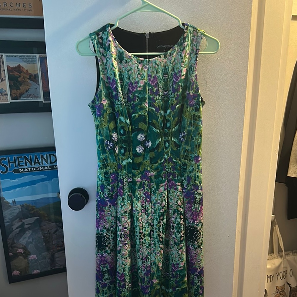 Cynthia Rowley Green and Purple Floral Mini Dress
